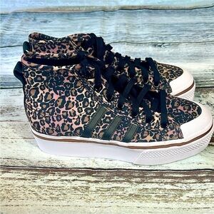 Adidas Nizza Platform Mid Leopard Print Sneakers Size 6